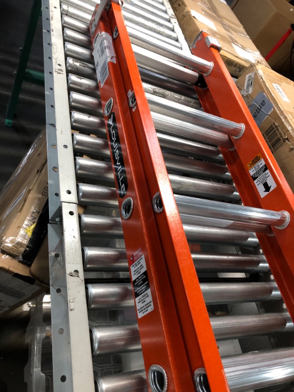 Photo 3 of Louisville Ladder FE3216 Fiberglass Extension Ladder 300-Pound Capacity, 16-foot, Type IA, Orange 16 feet Ladder