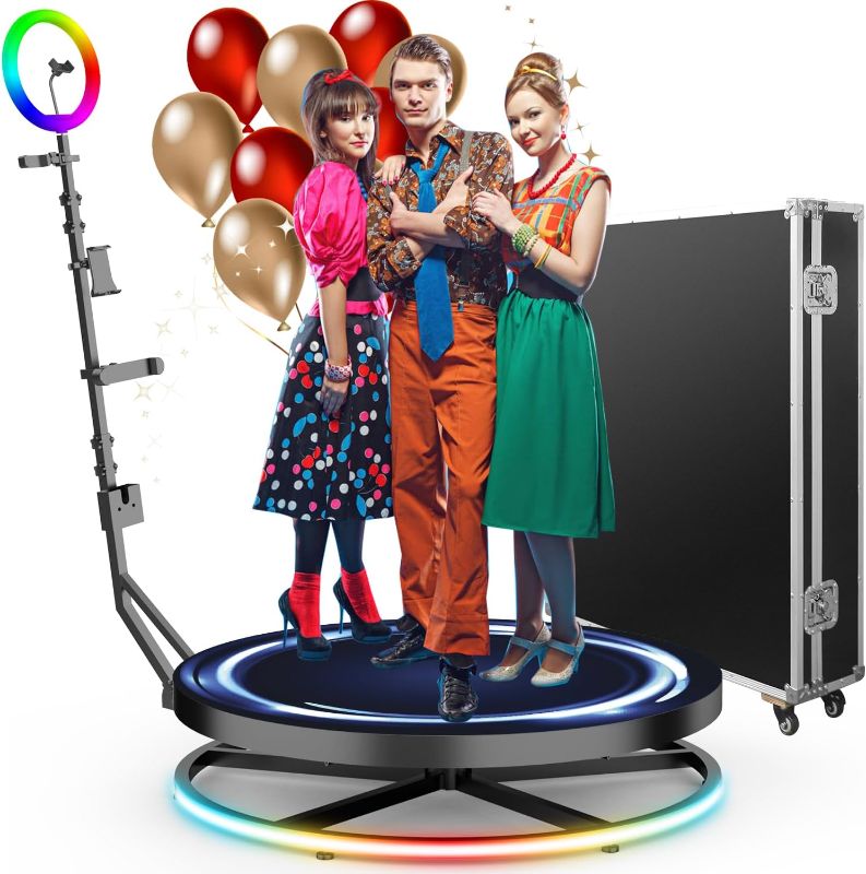 Photo 1 of 360 Photo Booth Machine for Parties with Ring Light Selfie Holders Remote Control