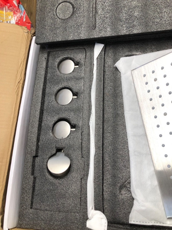 Photo 1 of HOMEDEC 12 Inch Luxury LED Rainfall Shower Heads System in Brushed Nickel with Body Spray Brass Faucet Combo Set, Large Flow, Can Use All Functions At a Time 12" LED Shower Head System Can Run Together Brused Nickel