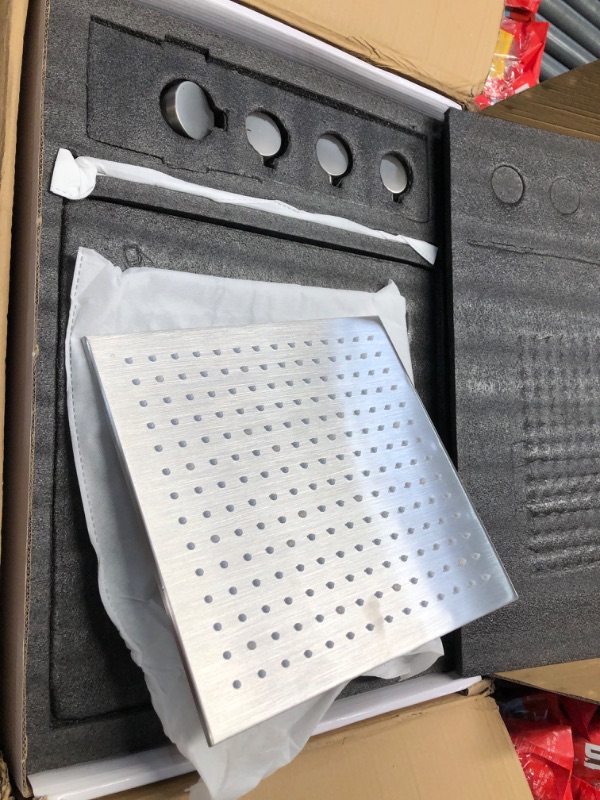 Photo 1 of HOMEDEC 12 Inch Luxury LED Rainfall Shower Heads System in Brushed Nickel with Body Spray Brass Faucet Combo Set, Large Flow, Can Use All Functions At a Time 12" LED Shower Head System Can Run Together Brused Nickel