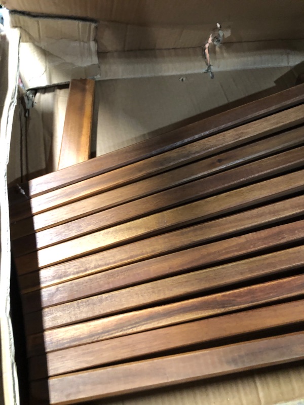 Photo 2 of ***NONREFUNDABLE - NOT FUNCTIONAL - FOR PARTS ONLY - SEE COMMENTS***
CleverMade Tamarack Folding Wooden Outdoor Chair -Stylish Low Profile Acacia Wood Lounge Chair for the Patio, Porch, Lawn, Garden or Home Furniture - Cinnamon