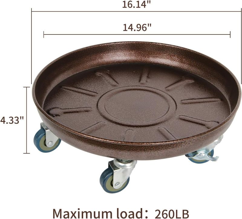 Photo 1 of **READ NOTES**MISSING PARTS**
Heavy Duty Plant Caddy with Solid Rubber Wheels,16 Inches 2 PACK, Brown 