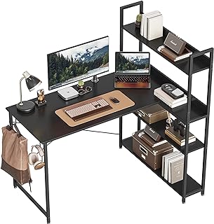 Photo 1 of **PARTS ONLY NON-REFUNDABLE READ NOTES**CubiCubi Computer Corner Desk with Storage Shelves, 47 Inch Small L Shaped Computer Desk, Home Office Writing Desk with 2 Hooks, Black 47 Inch Black