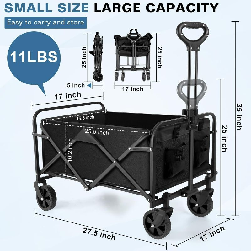 Photo 1 of ***USED - NO PACKAGING - SEE PICTURES***
Wagons Carts Foldable with Cargo Net&Adjustable Handle,Foldable Collapsible Wagon 300 Lbs Capacity with Wheels & Drink Holders,Utility Folding Wagon Cart for Grocery,Garden,Beach,Camping.