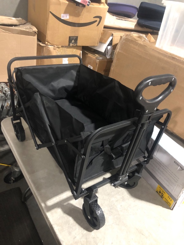 Photo 3 of ***USED - NO PACKAGING - SEE PICTURES***
Wagons Carts Foldable with Cargo Net&Adjustable Handle,Foldable Collapsible Wagon 300 Lbs Capacity with Wheels & Drink Holders,Utility Folding Wagon Cart for Grocery,Garden,Beach,Camping.