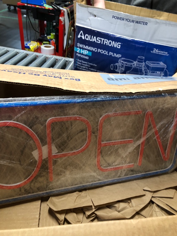 Photo 2 of Open Signs for Business Ultra Bright LED Neon Open Signs 22 Inch Plug In Electric Light Up Open Sign with ON/OFF Switch for Business Storefront Window Glass Door Shop Store Florists Bar Salon Cafes Restaurant Pubs Blue/Red 22 Inch