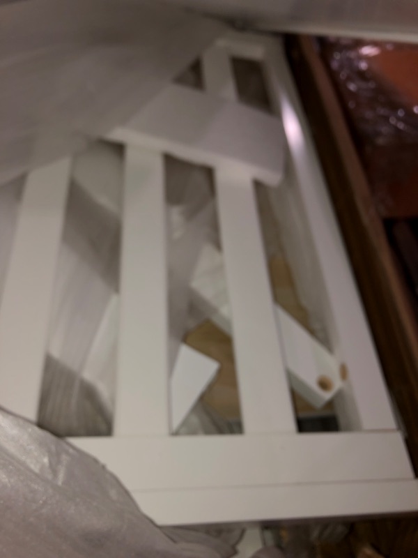 Photo 2 of **MAJOR DAMAGE TO PIECE CAN BE FIXED**
Evolur Sweetpea Baby Rose 4-in-1 Convertible Mini Crib in White, JPMA Certified Baby Crib, Non-Toxic Finish, New Zealand Pinewood, with 3 Mattress Height Settings Crib White