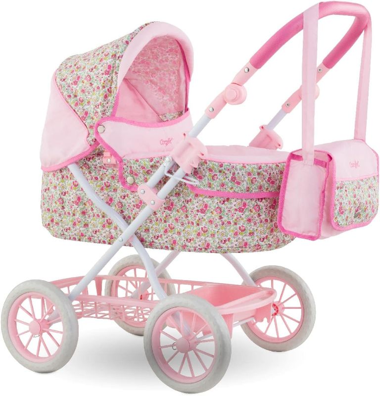 Photo 1 of Corolle Mon Grand Poupon Carriage Stroller - Adjustable Handle, Folding Design, for 14", 17" & 20" Baby Dolls