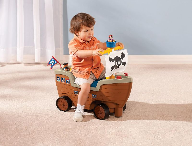 Photo 3 of (NON-REFUNDABLE) Little Tikes 2-in-1 Pirate Ship Ride-On Toy and Playset - Kids Ride-On Boat with Wheels