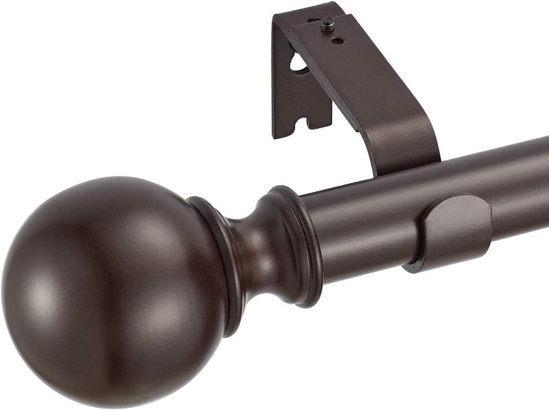 Photo 1 of  1" Classic Window Curtain Rod with Round & Barrel Finials Simple Double Telescoping Drapery Rod