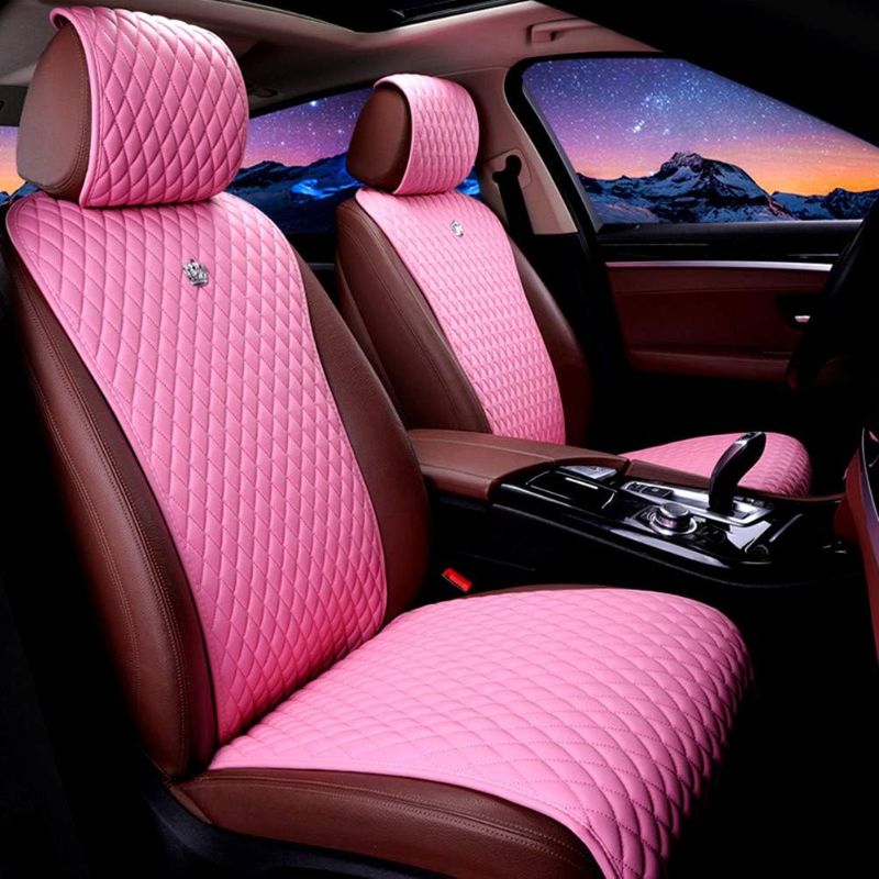 Photo 1 of Red Rain Seat Covers for Cars Leather Seat Cover Pink Universal Seat Covers 2/3 Covered 11PCS Fit Car/Auto/Truck/SUV (A-Light Pink)