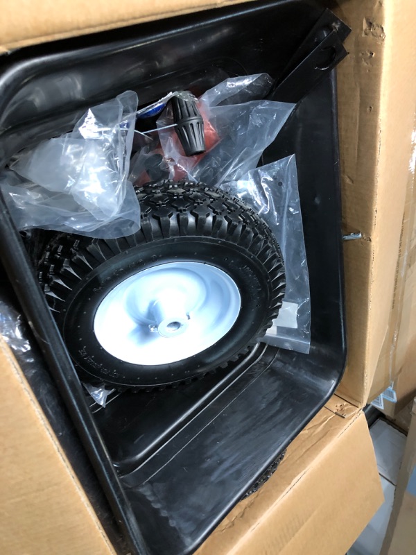 Photo 1 of VEVOR Broadcast Spreader, 80 LB Walk-Behind Turf Spreader with 12" Wheels, Steel Push Fertilizer Spreader