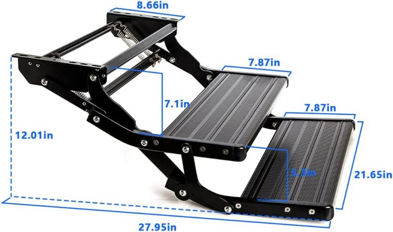 Photo 5 of (READ FULL POST) Homeon Wheels RV Steps Foldable Drop Down Double Manual Steps, One-Hand Expand or Collapse Anti-Slip