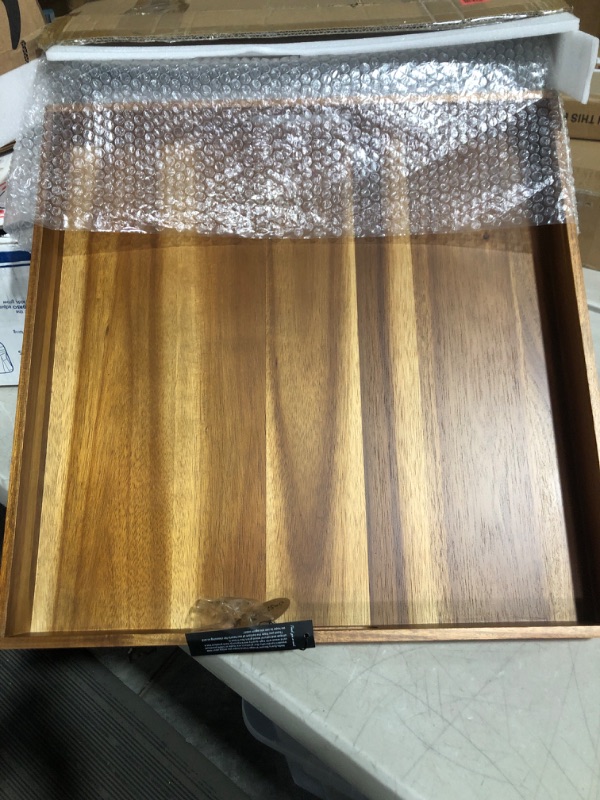 Photo 2 of (good condition)(see images) Extra Large Square Wood Tray | Generously 22" Acacia Serving Trays for Large Ottoman Coffee Table