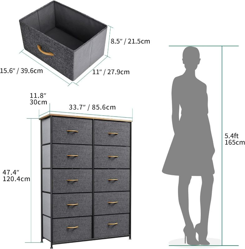 Photo 4 of (NON-REFUNDABLE) YITAHOME 10 Drawer Dresser - Fabric Storage Tower (Black Wood Grain)