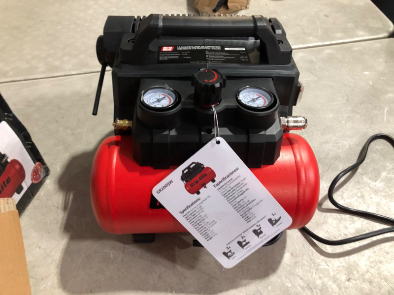 Photo 2 of ***DAMAGED - SEE COMMENTS***
Grip-Rite GR200QW ULTRA QUIET PORTABLE COMPRESSOR, 1.5 GALLON, 1 HP, 125 MAX PSI, Oil-Free, Electric