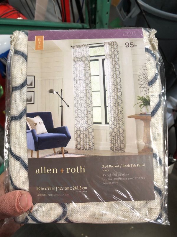 Photo 3 of allen + roth 95-in Navy Light Filtering Back Tab Single Curtain Panel
