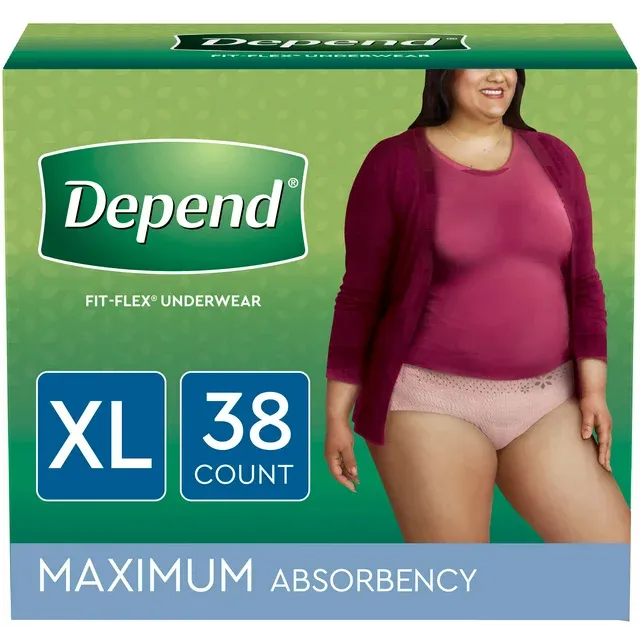 Photo 1 of FIT-FLEX Adult Incontinence Underwear for Women, Maximum Absorbency M - 38 Pack