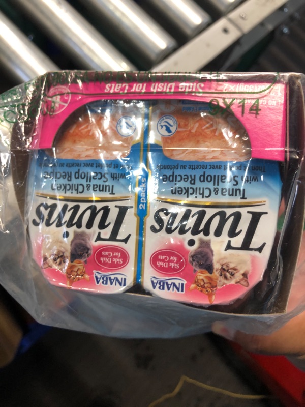 Photo 2 of **EXPIRES 07/11/2025 NON- REFUNDABLE**
INABA Twins for Cats, Grain-Free Shredded Chicken & Broth Gelée Side Dish/Complement/Topper Cups, 1.23 Ounces per Serving, 14.76 Ounces Total (12 Servings), Tuna & Chicken with Scallop Recipe Tuna & Chicken with Scal