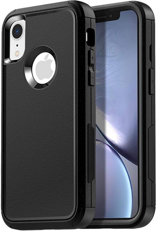 Photo 1 of AICase Rugged Case for iPhone XR,Heavy Duty 3-Layer Pocket-Friendly Durable Military Grade Protection Shockproof/Drop Proof Protective Cover for iPhone XR 6.1”_1 Black