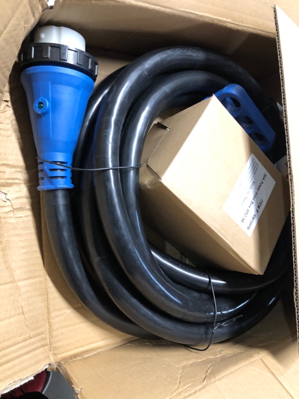 Photo 2 of 50 Amp Generator Cord and Power Inlet Box, 20FT Generator Extension Cords 50 Amp,125V/250V Generator Power Cord NEMA14-50P/SS2-50R Twist Lock Connector 20FT Black+Blue