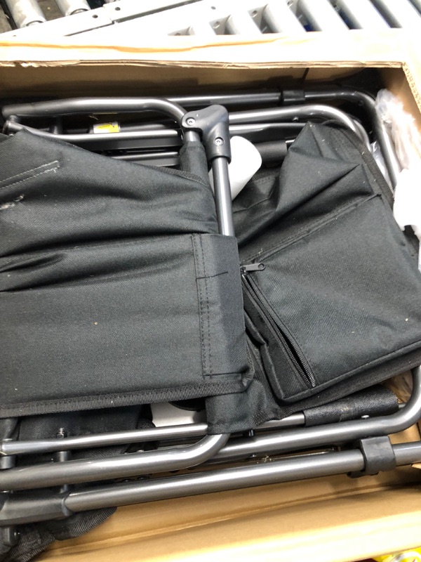 Photo 1 of EVER ADVANCED Camping Directors' Chair with Side Table, Portable Folding Chair with Compact Size, Heavy Duty Lawn Chair with Pocket for Camping, Lawn, Sports and Fishing, 350lbs, Black