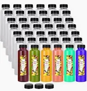 Photo 1 of Holotap 42 Pcs 10 OZ Plastic Bottles with Caps, Empty PET Clear Disposable Bulk Juice Bottles with Black Tamper Evident Lids for Juicing, Protein Drinks and Other Beverage Containers