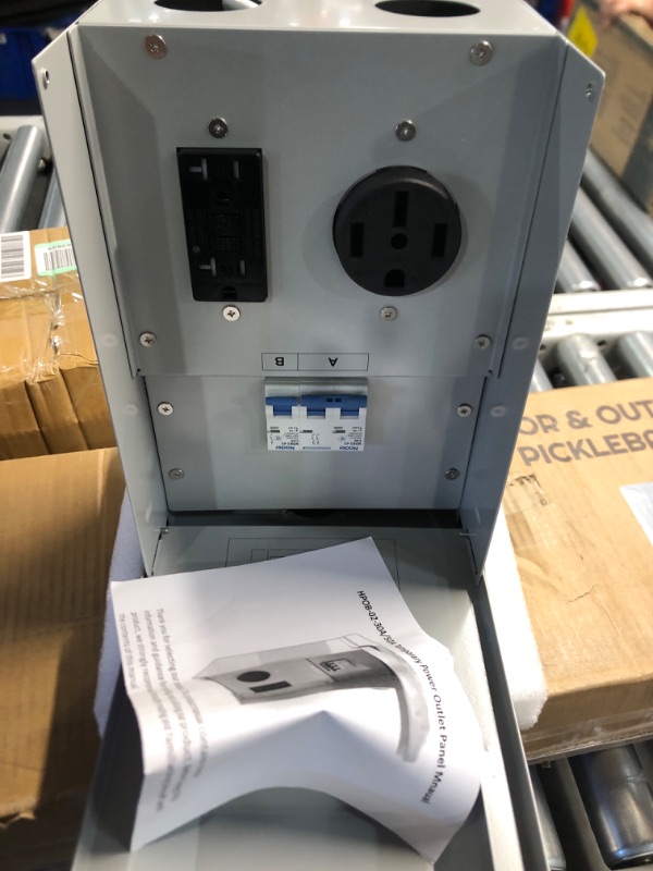 Photo 1 of briidea Temporary Power Outlet Panel, RV Panel Outlet with a 20, 50 Amp Receptacle Installed, Prewired, Weatherproof 50A+20A