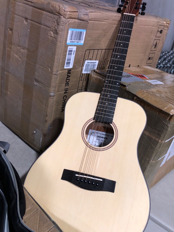 Photo 3 of (incomplete)(missing one string)(please see all images) Donner Acoustic Guitar Kit 36 Inch Dreadnought Acustica Guitarra Bundle for Beginner 