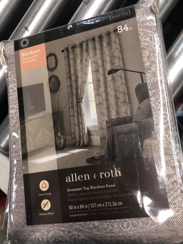 Photo 4 of allen + roth 84-in Gray Room Darkening Thermal Lined Grommet Single Curtain Panel