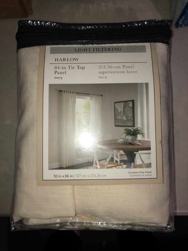 Photo 2 of (NON-REFUNDABLE) allen + roth 95-in Ivory Light Filtering Tie Top Single Curtain Panel