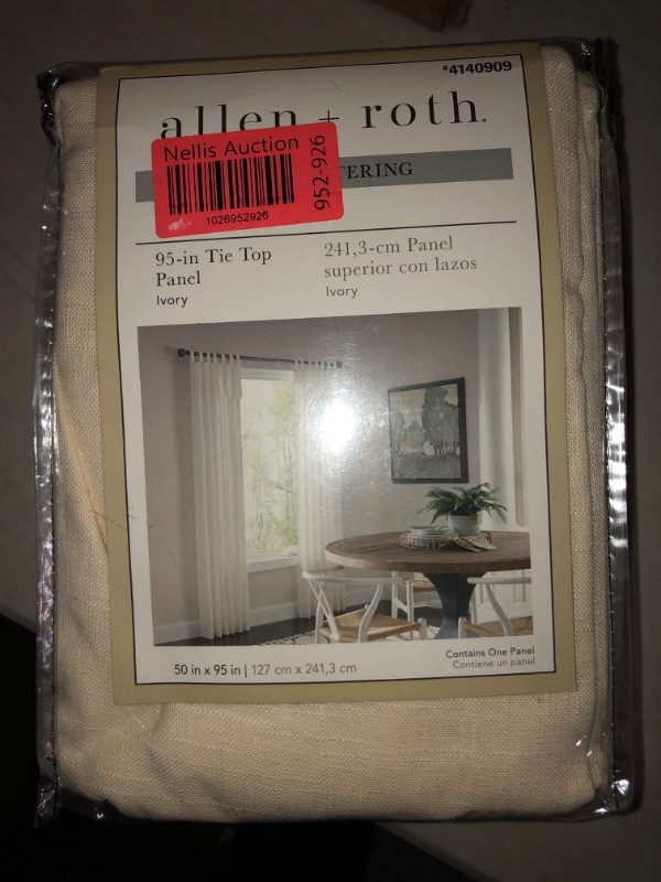 Photo 2 of (READ FULL POST) allen + roth 95-in Ivory Light Filtering Tie Top Single Curtain Panel