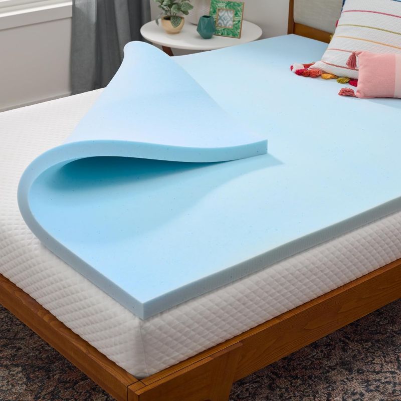 Photo 1 of (Similar to Stock Photo) Linenspa 2 Inch Gel Infused Memory Foam Mattress Topper – Cooling Mattress Pad – Ventilated and Breathable – CertiPUR Certified Unknow Size
