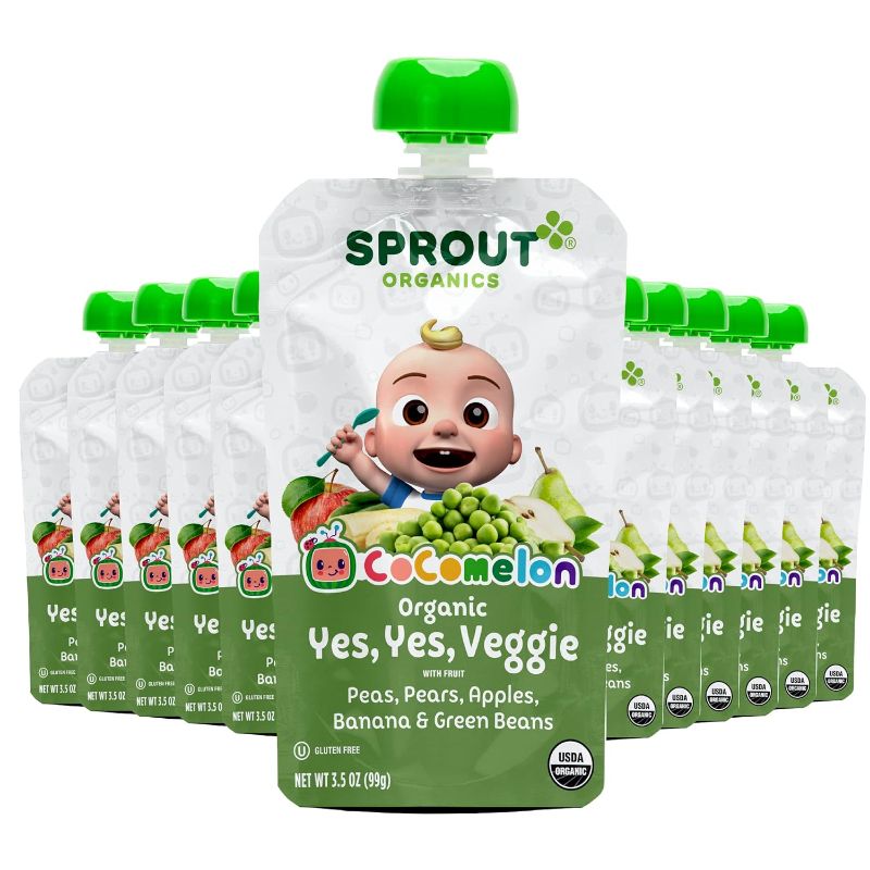 Photo 1 of **NONREFUNDABLE FOOD ITEM EXPIRES JUNE/15/2024**CoComelon Sprout Organic Baby Food, Toddler Pouches, Yes, Yes, Veggie, Fruits, Grains, 3.5 Oz(Pack of 12)