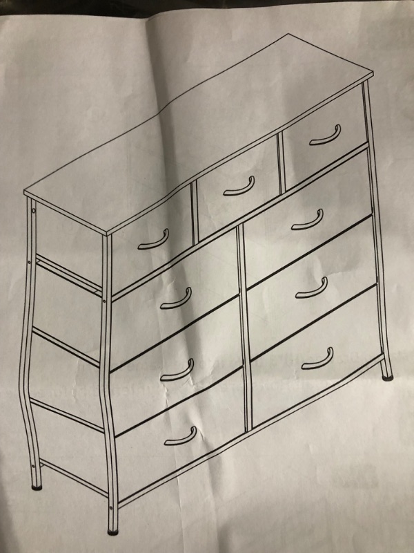 Photo 7 of ***USED*UNKNOWN IF MISSING PIECES***
Dresser, Dresser for Bedroom, Storage Drawers, Tall Dresser Fabric Storage Tower with 9 Drawers, Chest of Drawers with Fabric Bins, Steel Frame, Wooden Top for Kid Room, Closet, Entryway, Nursery 9 Drawers Black