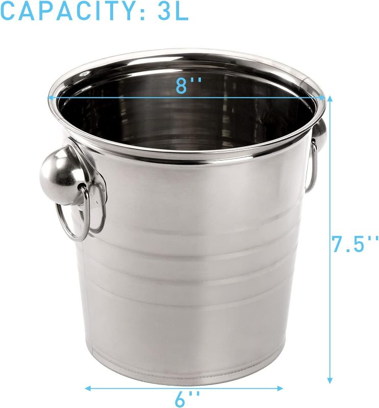 Photo 3 of (NON-REFUNDABLE) ZENFUN 2 Pack 3 Quart Ice Bucket with Handles, Ice Bucket with Lid, Galvanized Metal Beverage Tub 