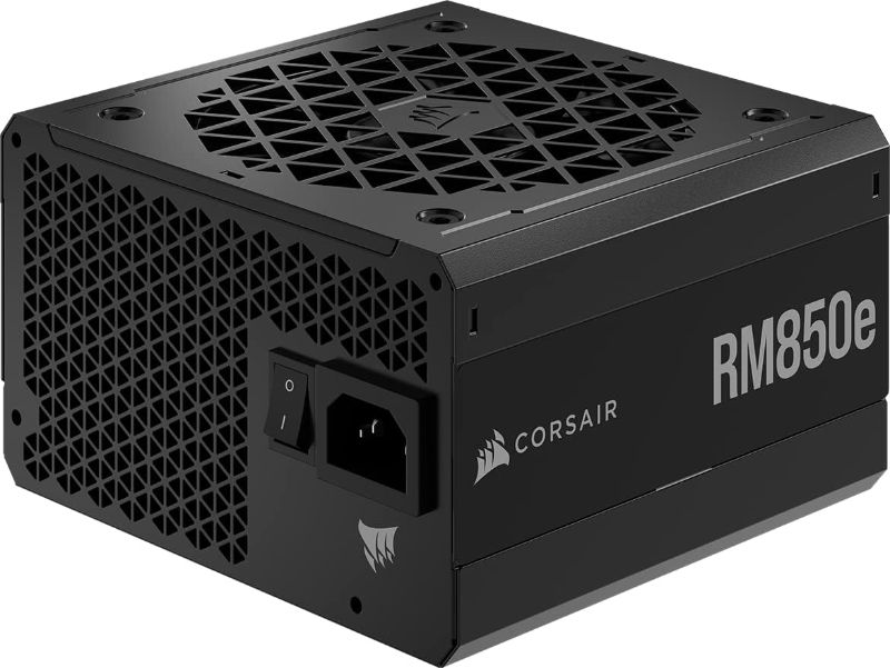 Photo 1 of Corsair RM850e Fully Modular Low-Noise ATX Power Supply (Dual EPS12V Connectors, 105°C-Rated Capacitors, 80 Plus Gold Efficiency, Modern Standby Support) Black
