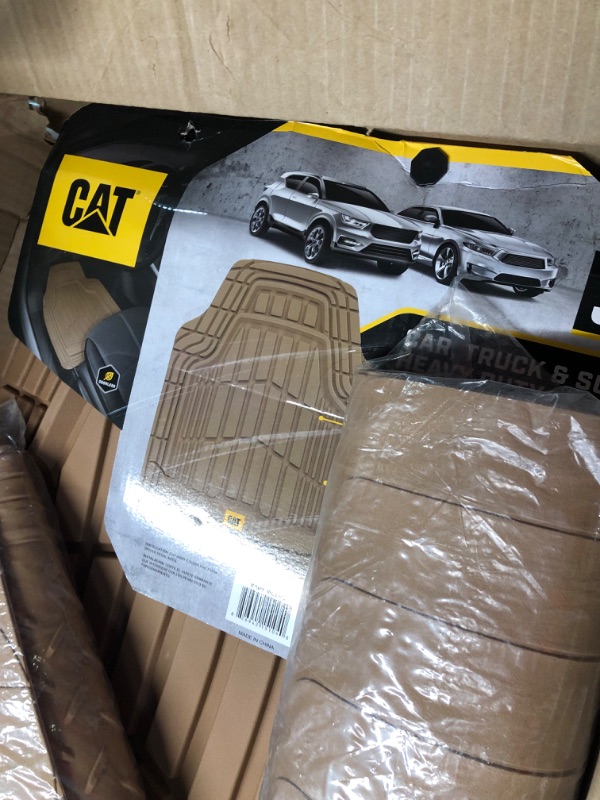 Photo 2 of BDK Cat® CAMT-1003 (3-Piece) Deep Dish Rubber Car Floor Mats with Trunk Cargo Liner, Heavy Duty All Weather Trim to Fit Front & Rear Combo Set for Car Sedan SUV Van Beige