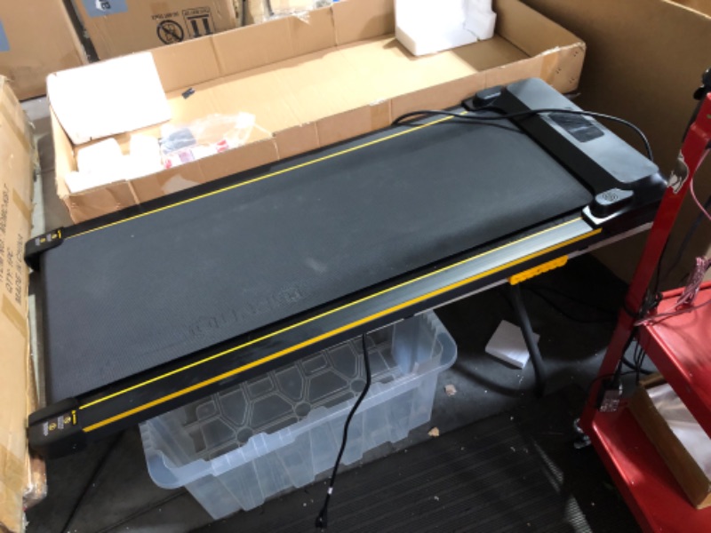 Photo 2 of ***HEAVILY USED - UNTESTED - SEE COMMENTS***
UREVO Walking Pad, Under Desk Treadmill, Portable Treadmills for Home/Office, Walking Pad Treadmill with Remote Control, LED Display Yellow