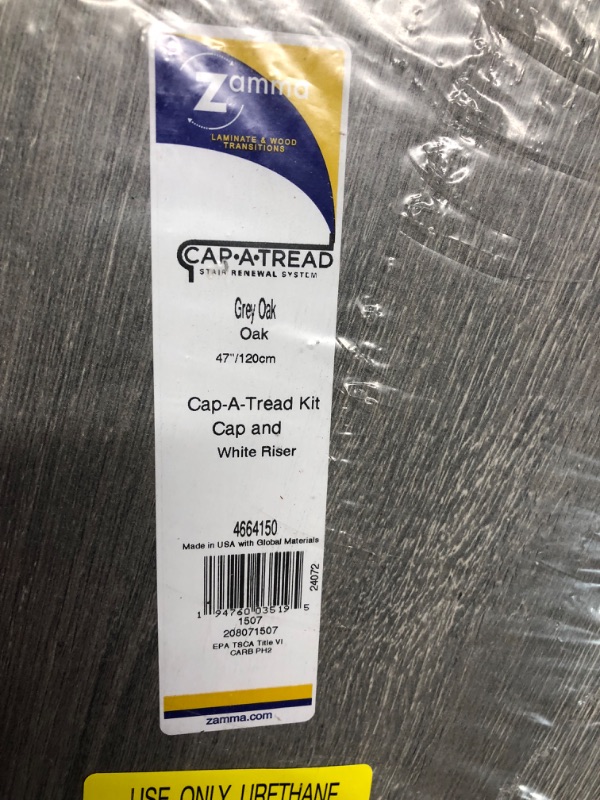 Photo 5 of **missing white riser***Zamma Cap-A-Tread Stair Renewal System 12.13-in x 47-in Grey Oak Laminate No Return Stair Tread
