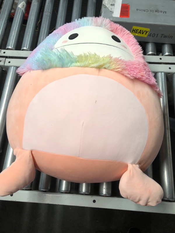 Photo 6 of **prev used**has hole on bottom**Squishmallows 20-Inch Diane Peach Bigfoot with Rainbow Hair - Jumbo Ultrasoft Official Kelly Toy Plush