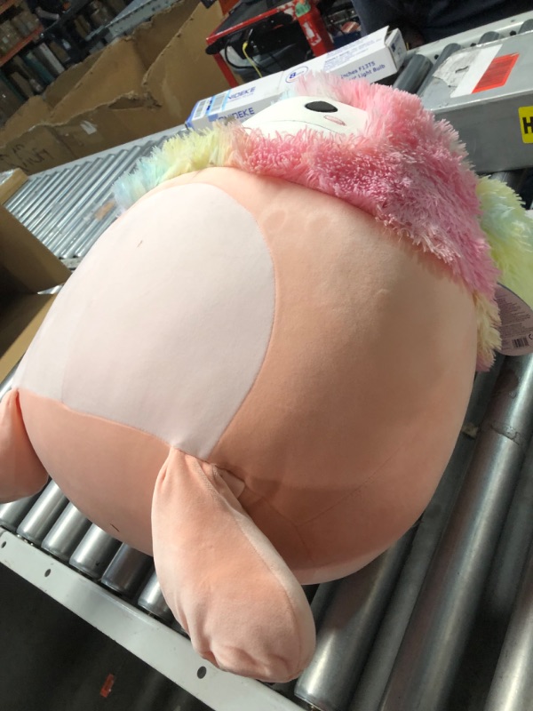 Photo 4 of **prev used**has hole on bottom**Squishmallows 20-Inch Diane Peach Bigfoot with Rainbow Hair - Jumbo Ultrasoft Official Kelly Toy Plush