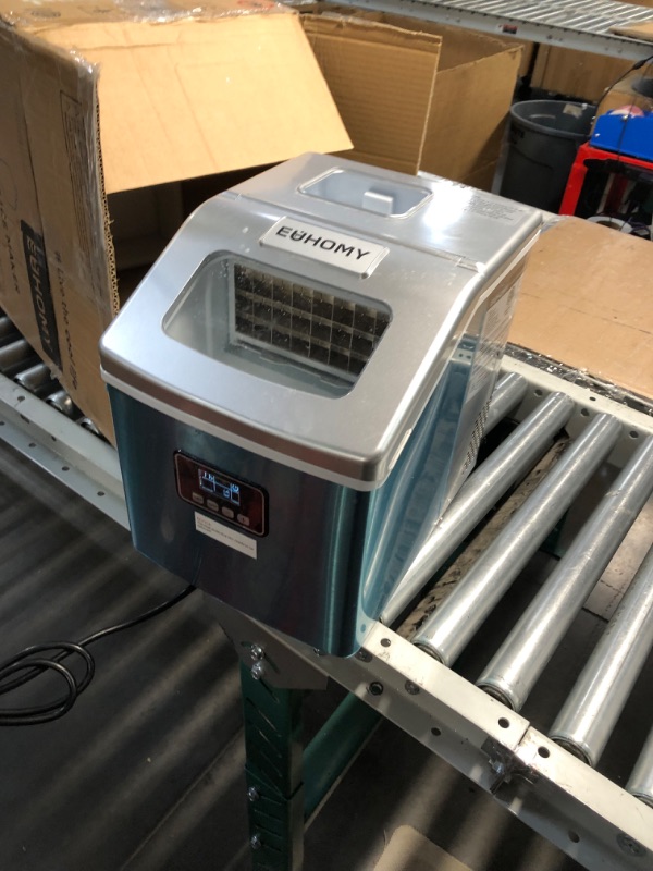 Photo 2 of ***USED - MISSING PARTS - SEE COMMENTS***
EUHOMY Countertop Ice Maker Machine, 40Lbs/24H Auto Self-Cleaning, 24 Pcs Ice/13 Mins, Portable Compact Ice Maker with Ice Scoop & Basket (Silver)