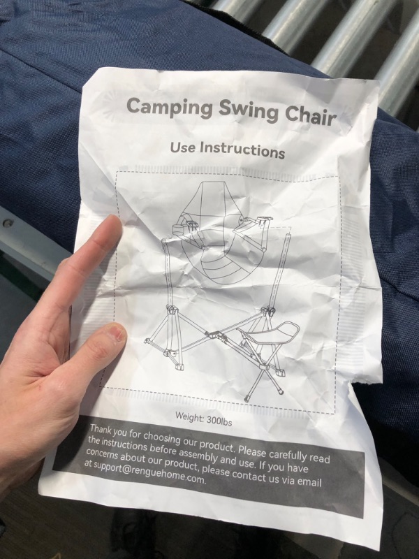 Photo 4 of ***USED - LIKELY MISSING PARTS - UNABLE TO VERIFY FUNCTIONALITY***
Rengue Hammock Camping Chair, Folding Camping Chairs with Retractable Footrest, Adjustable Backrest, Headrest, Cup Holder (Dark Blue)