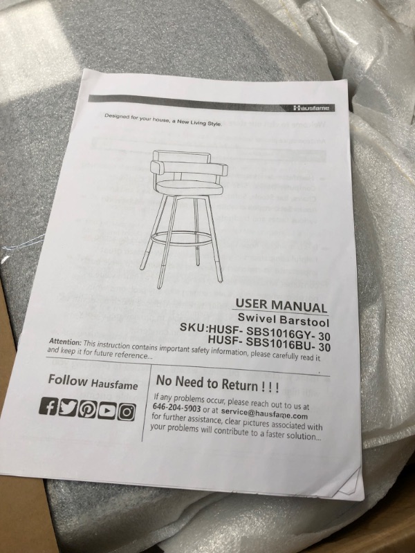 Photo 1 of Counter Height Bar Stools with Full Back-Swivel Bar Chairs Modern Barstools Set of 2 with Linen Padded Back, Metal Footrest - Grey - 30 inch