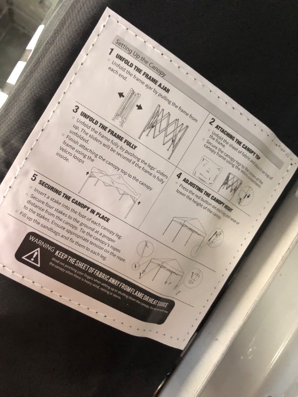 Photo 4 of **READ NOTES**OUTFINE Pop-up Canopy 10x10 Patio Tent Instant Gazebo Canopy with Wheeled Bag,Canopy Sandbags x4,Tent Stakesx8 (Khaki, 10*10FT)