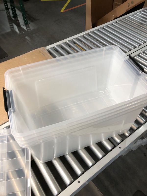 Photo 2 of **all lids broken** IRIS USA 72 Qt. Plastic Storage Bin Tote Organizing Container with Durable Lid and Secure Latching Buckles, 4 Pack