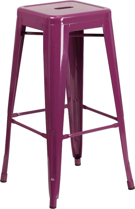 Photo 1 of **3 PACK**Flash Furniture Commercial Grade 30" High Backless Metal Indoor-Outdoor Barstool with Square Seat 3 PACK