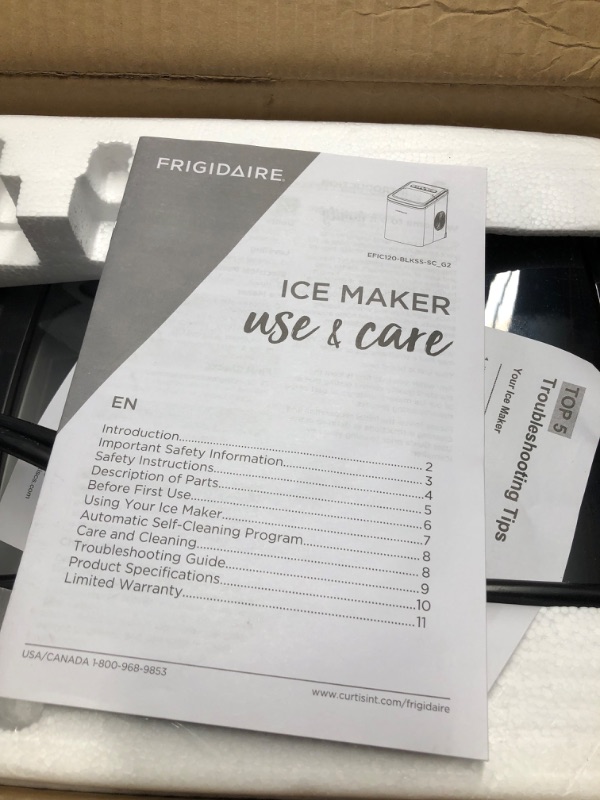 Photo 3 of ***USED - POWERS ON - BUT DOESN'T MAKE ICE - UNABLE TO TROUBLESHOOT***
 Frigidaire 26 Lbs per day Portable Compact Maker, Ice Making Machine
