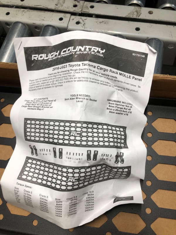 Photo 2 of ***ONLY 1 OF THE 2 PANELS IS INCLUDED - SEE PICTURES***
Rough Country Bed Rack Molle Panel Kit for 2005-2023 Toyota Tacoma - 73114